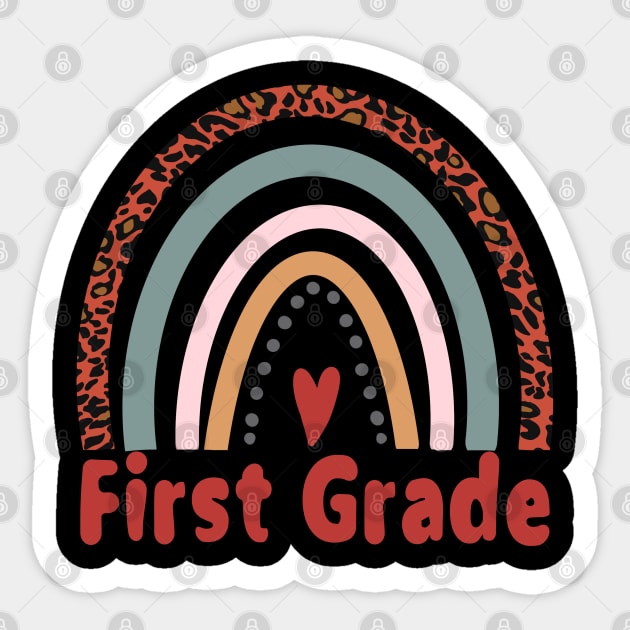 First Grade Gift Leopard Rainbow Sticker by The Little Store Of Magic